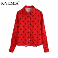 kpytomoa women 2021 fashion polka dot blouses vintage long sleeve button up female shirts blusas chic tops