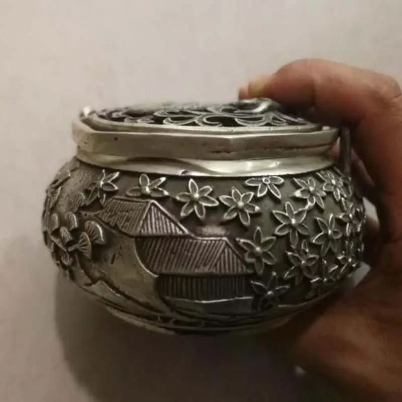 

Тибетская буддистская кукла из белого медного тибетского серебра и китайского дракона, комбинированная статуя, грелка для рук, курильница