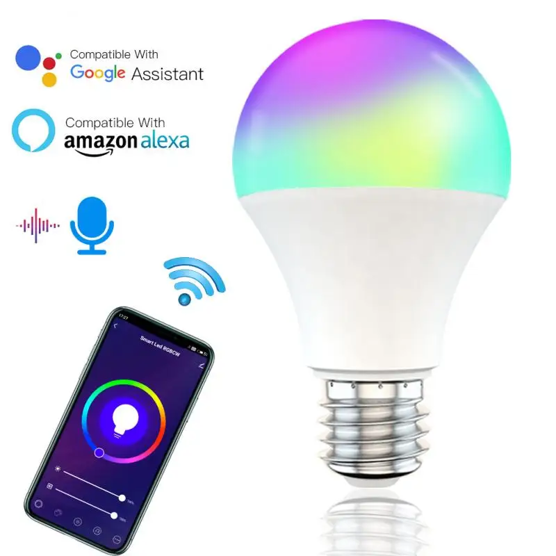 

Умная Светодиодная лампа с Wi-Fi, 9 Вт, E27/B22