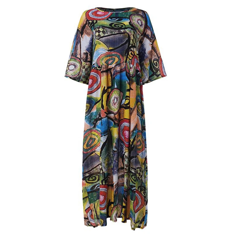 

Unbreakable 2020 Women Bohemian Sleeveless Floral Printed Sundress Summer Dress Robe Vintage Beach Vestido Femme Plus Size
