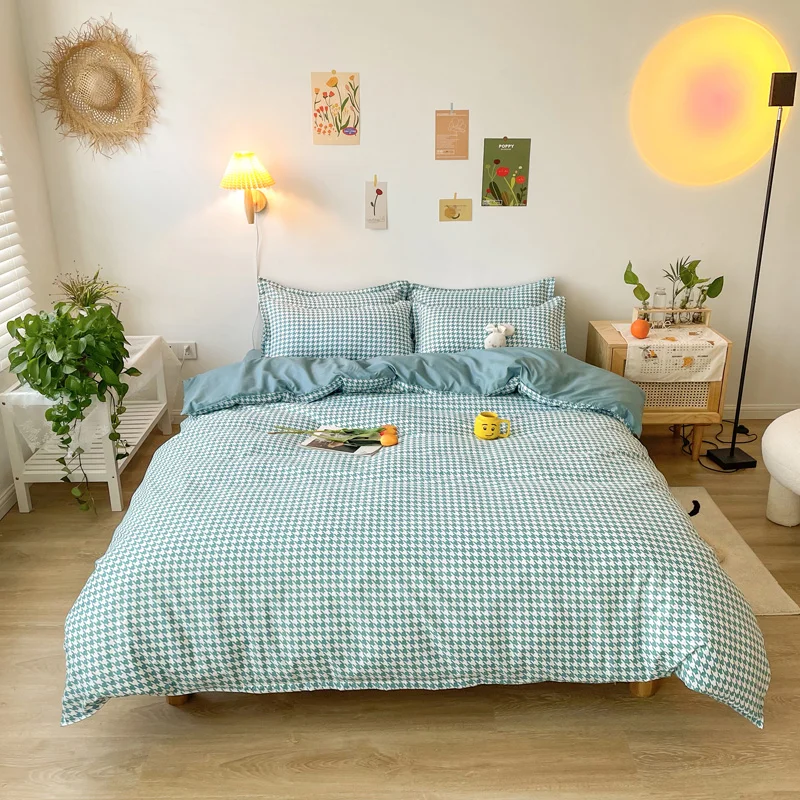 

Japanese Duvet Cover Set 200x230 Pillowcase 3Pcs，150x200 Quilt Cover，Extra Large，Blue Bedding Set
