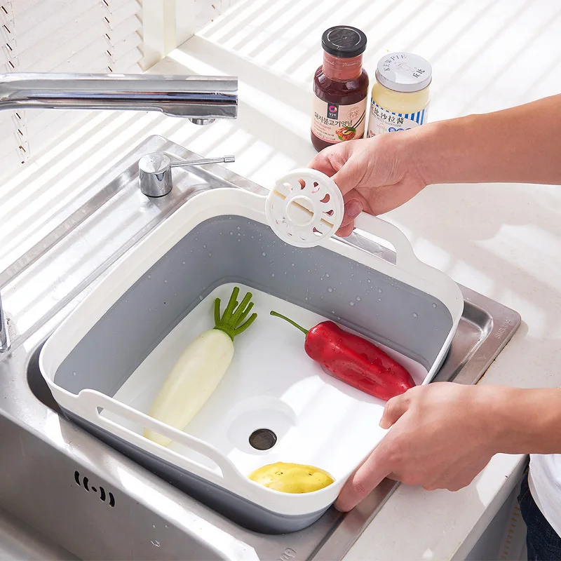 

Kitchen Foldable Dish Rack Multifunctional Collapsible Sink Home Portable Foldable Wash Vegetable Fruit Basket