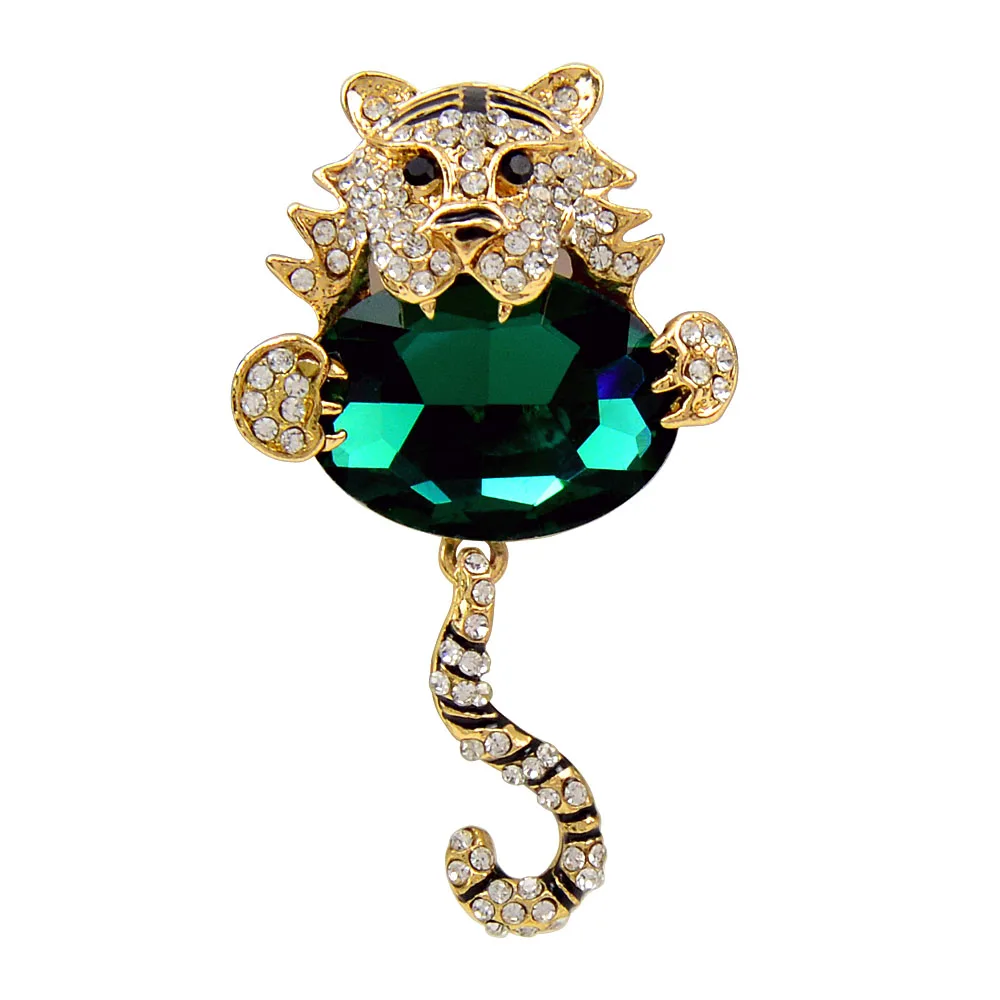 

CINDY XIANG New Hug Crystal Tiger Brooches For Women Unisex Cute Animal Rhinestone Tiger Party Office Brooch Pins Jewelry Gifts