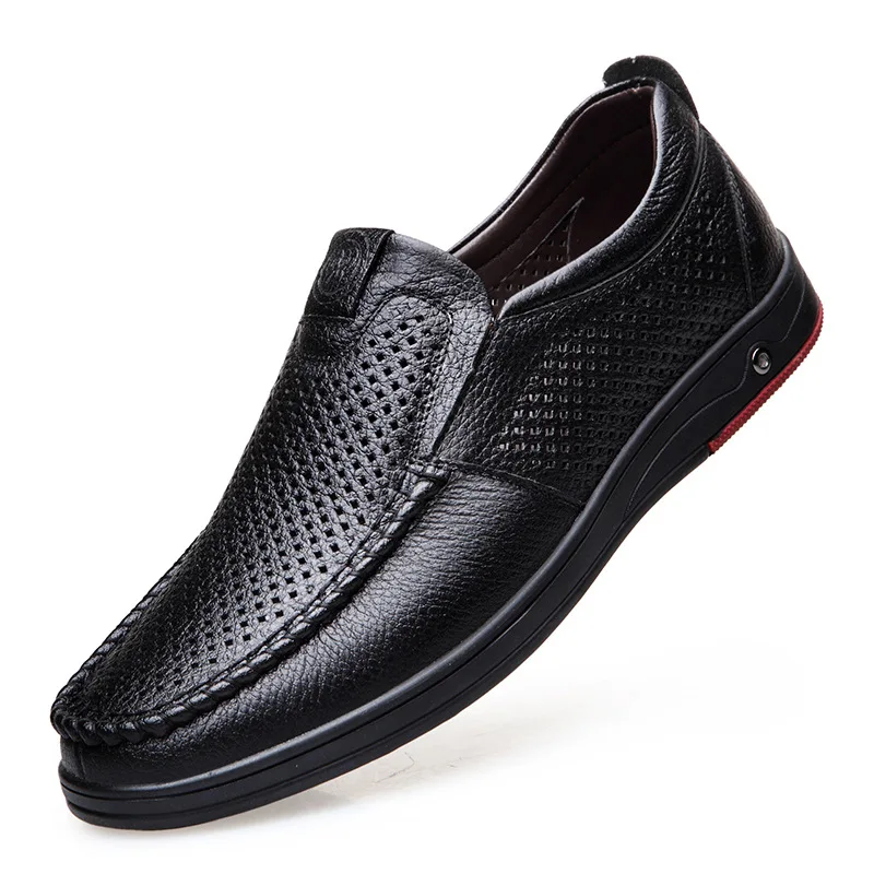 

Newly Men's Summer Loafers Shoes Genuine Leather Soft Man Casual Slip-on Cutout Shoes Cowhide Summer Loafersvn76