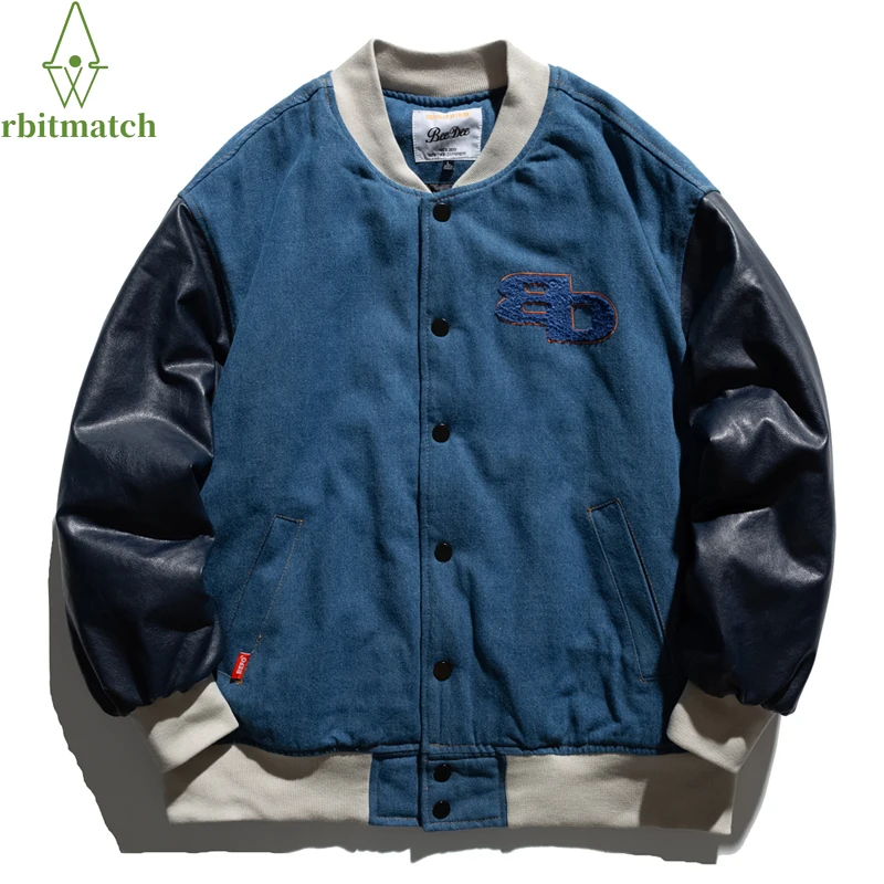 

Cotton Padded Hip Hop Furry Letter Patchwork Color Block Jacket Mens Harajuku Streetwear Bomber Jacket Men Baseball Coats Unisex