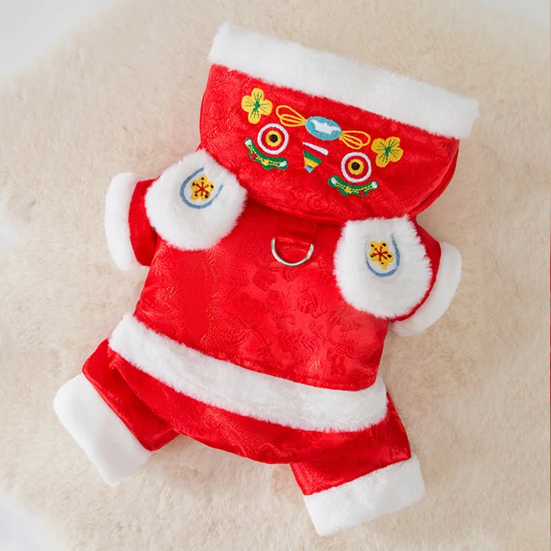 

Chinese Spring Festival Dog Clothing Winter Dog Romper Jumpsuit New Year Pet Clothes Coat Outfit Puppy Costume Apparel Garment