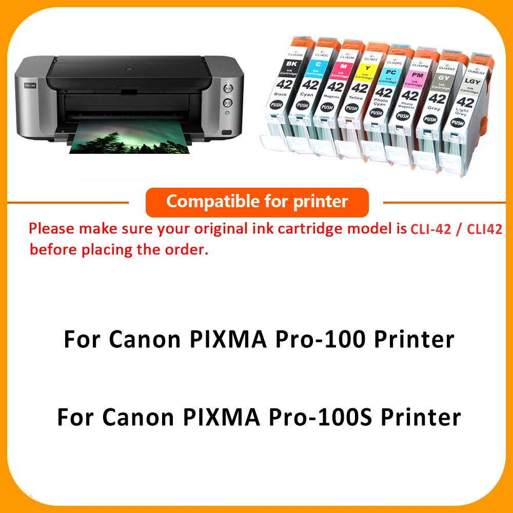 8 штук один набор CLI42 совместимый с принтерами Canon CLI-42 PIXMA Pro 100 100S Pixma | Компьютеры и