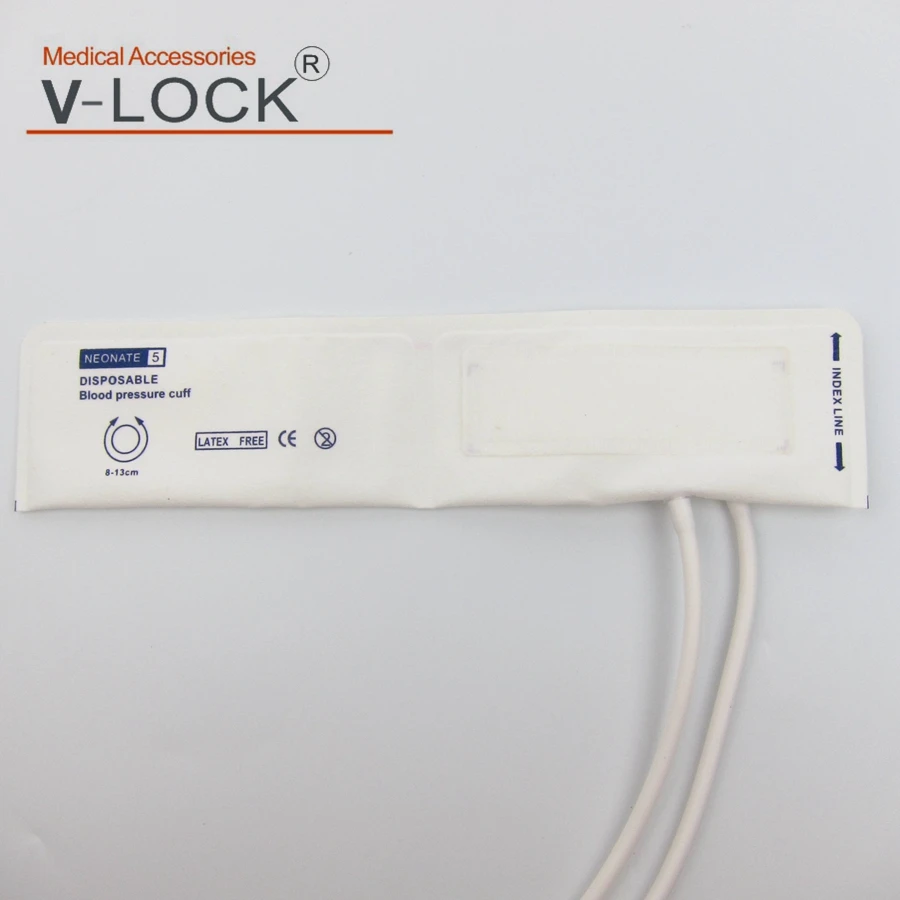 Disposable neonate arm blood pressure cuff without bladder Double tube Non woven fabric compsited PVC appearance coat |