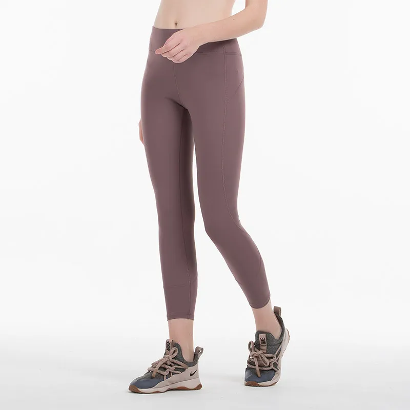Обтягивающие Леггинсы для йоги телесного цвета удобные женские длинные штаны