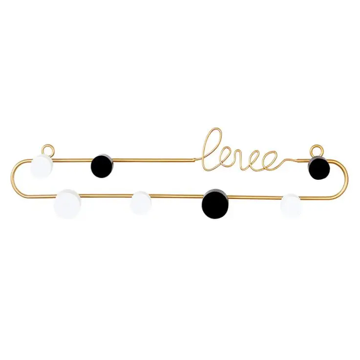 

TECHOME Lovely Home Wall Rack Wrought Iron Storage Hook Wall Decorative Rack Key Bag Holder Racks Gold Iron Rack Home Decoration