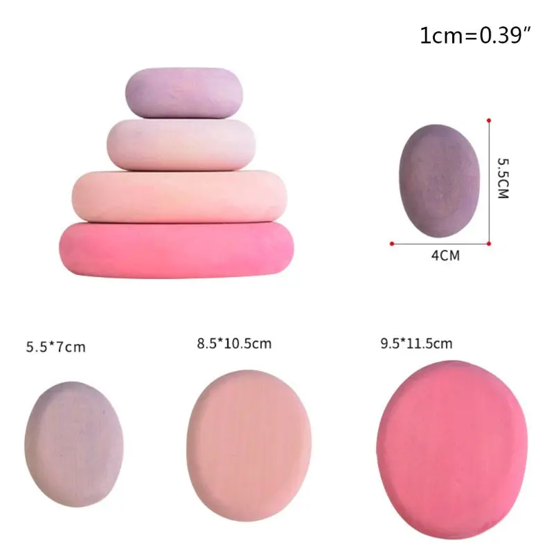 

Children Wooden Rainbow Flat Stone Stacking Game Building Block Kids Creative Educational Toy