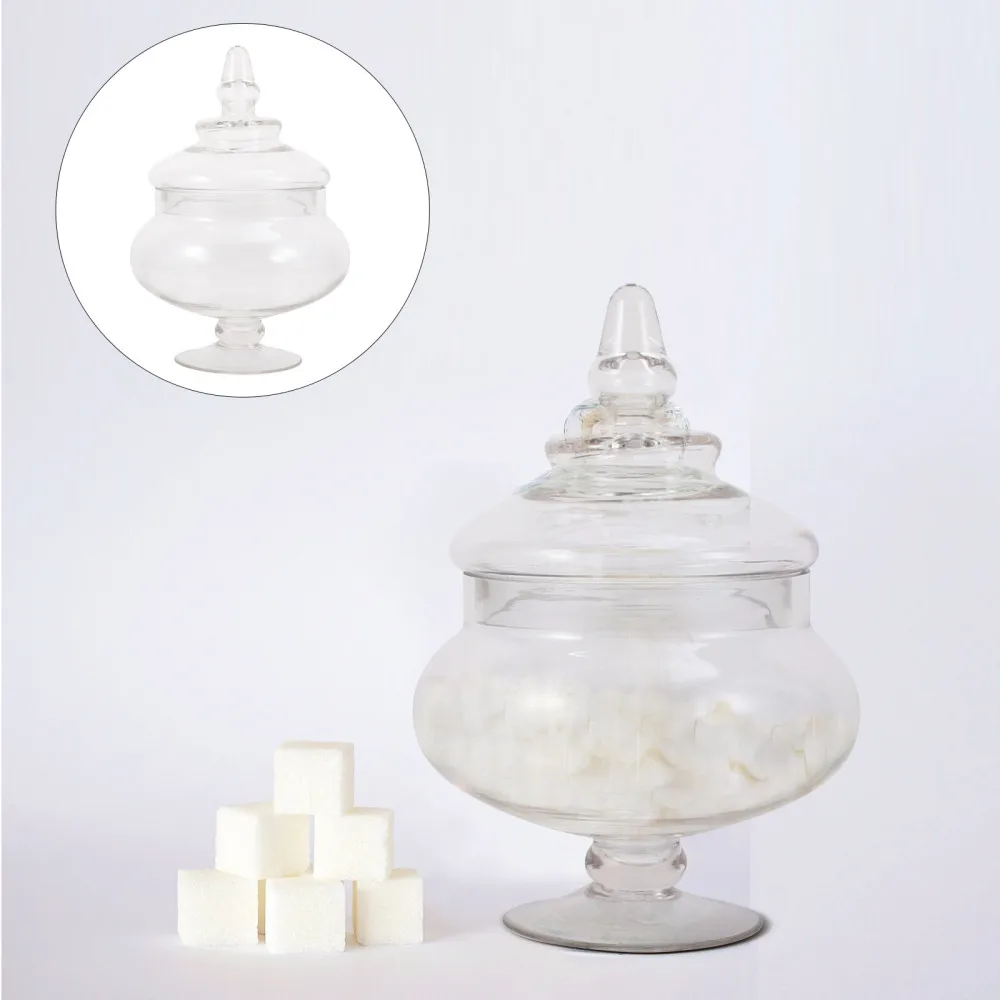 

1PC Glass Transparent Candy Jar Dried Food Candy Canister with Lid for Party