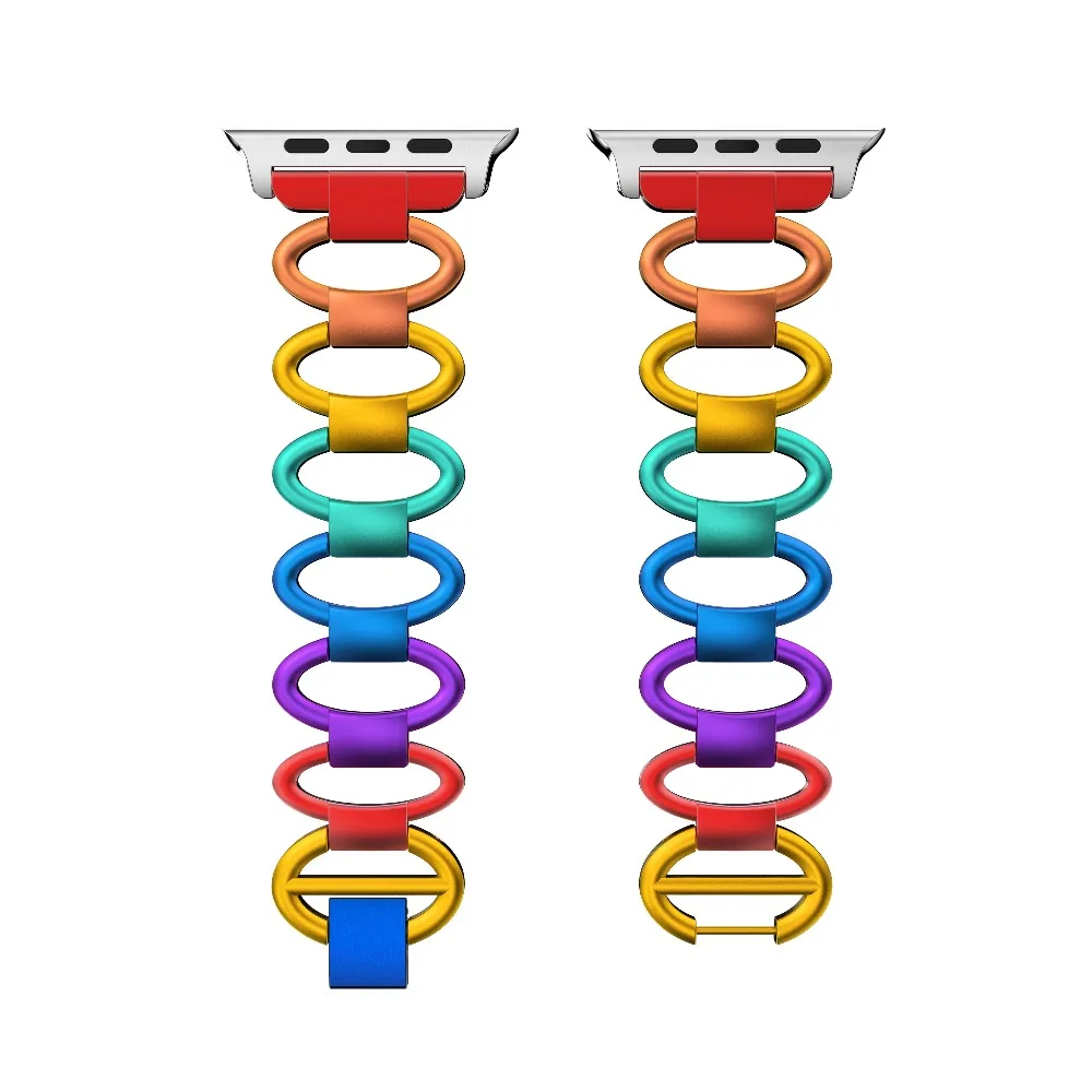 Ремешок для часов из алюминиевого сплава Apple Watch 6 5 4 38 мм 42 роскошный Радужный