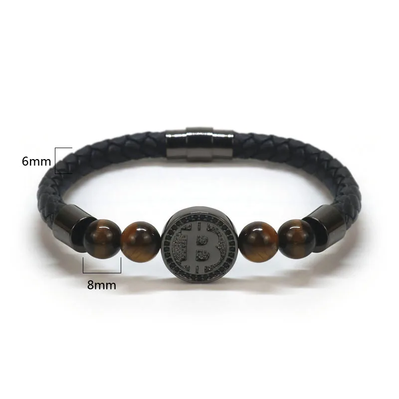 2020 роскошные кожаные мужские браслеты 8 мм|Браслеты с шармами| |