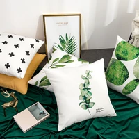 45x45cm modern simple ins wind linen green plant digital printing pillowcase home sofa decorative cushion cover