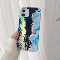 ekoneda luxury chic laser flash blue marble case for iphone 11 12 pro xs max x xr 7 8 plus protective silicone soft cover cases