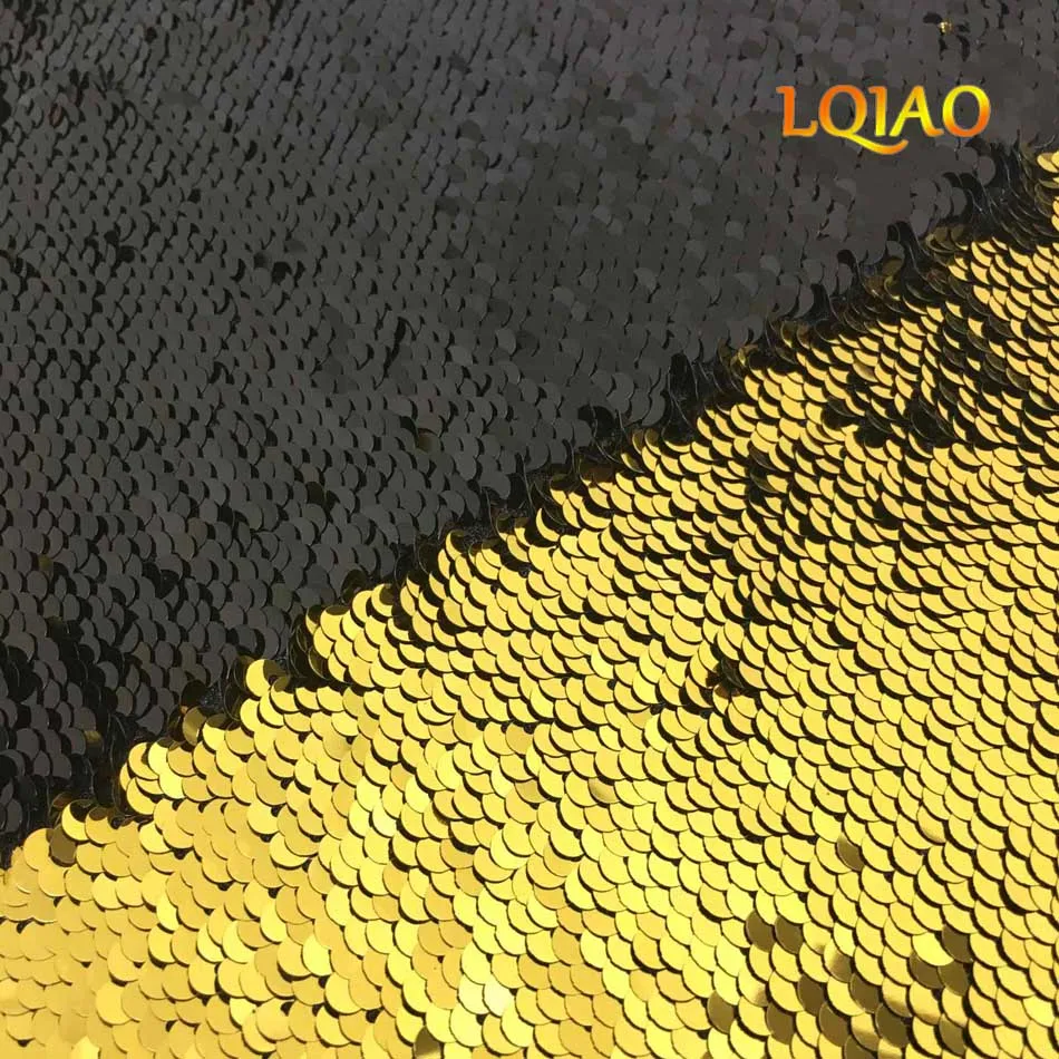 

Customize- 1 pc 150x300cm Black Gold Mermaid Sequin Tablecloth