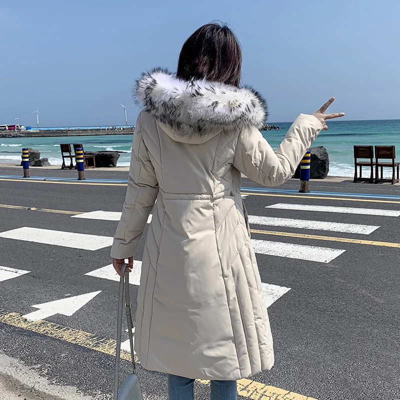 Winter Jacket Female Parka Coat hoodie Down Cotton Jacket big fuax Fur collar Long Hooded thick Parkas Coat Women