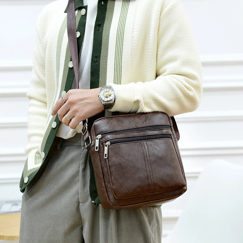 

For Business Men Handbag High Capacity Ipad Shoulder Bag Husband Leather Hookah Luxury Soft Waterproof