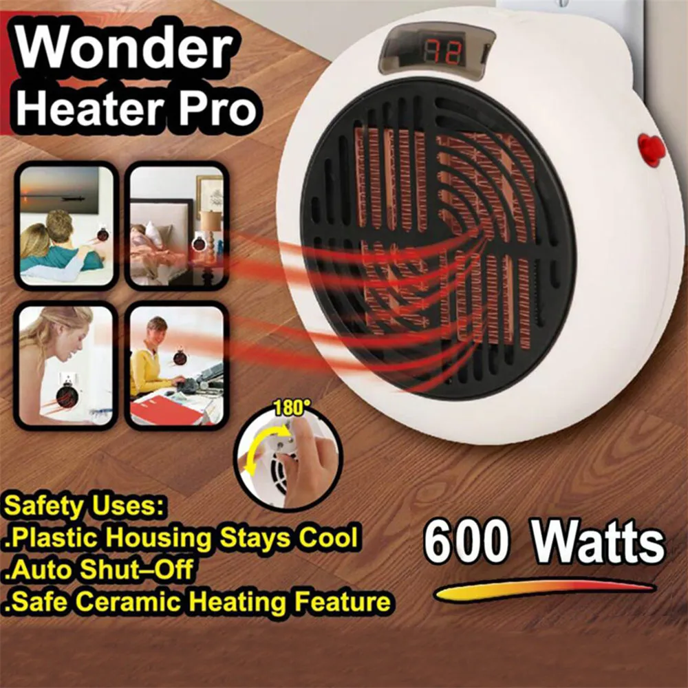 

600w Mini Portable Electric Heater Desktop Heating Warm Air Fan Home Office Wall Handy Air Heater Bathroom Radiator Warmer Fan