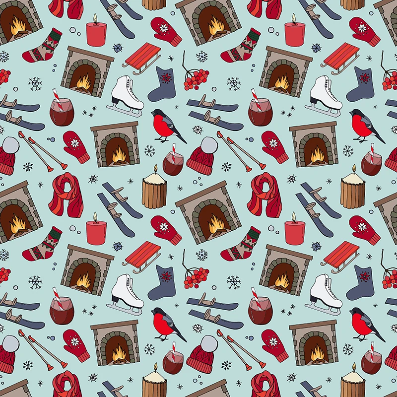 Полиэфирная атласная ткань с принтом на заказ Рождественский элемент комиксы