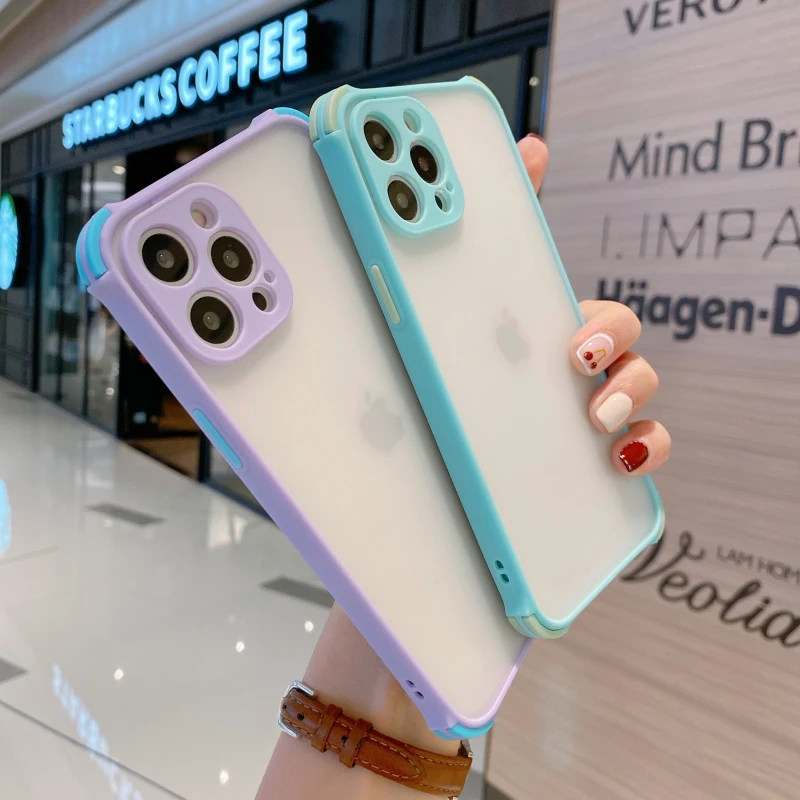 

Fashion Matte Transparent Four-Corner Phone Case For Xiaomi Redmi Note Poco M2 8A 9i 10 8 8T 9C 9 9A 10X 4G Lite Prime Pro Cover