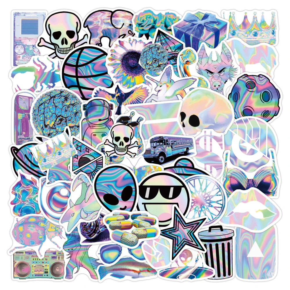 

10/30/50PCS Mixed VSCO Holographic Laser Cartoon Stickers Laptop Guitar Luggage Phone Waterproof Graffiti Sticker Decal Kid Toy