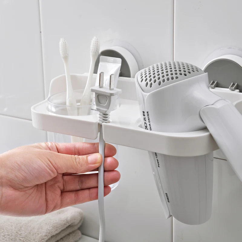 Многофункциональный держатель для фена ванной комнаты настенный органайзер