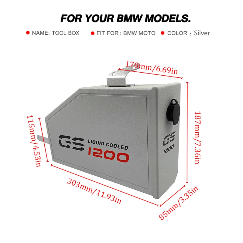 New Arrival! Tool Box For BMW R1250GS R1200GS LC ADV Adventure 2013-2020 Decorative Aluminum 5 Liters ToolBox Left Side Bracket |
