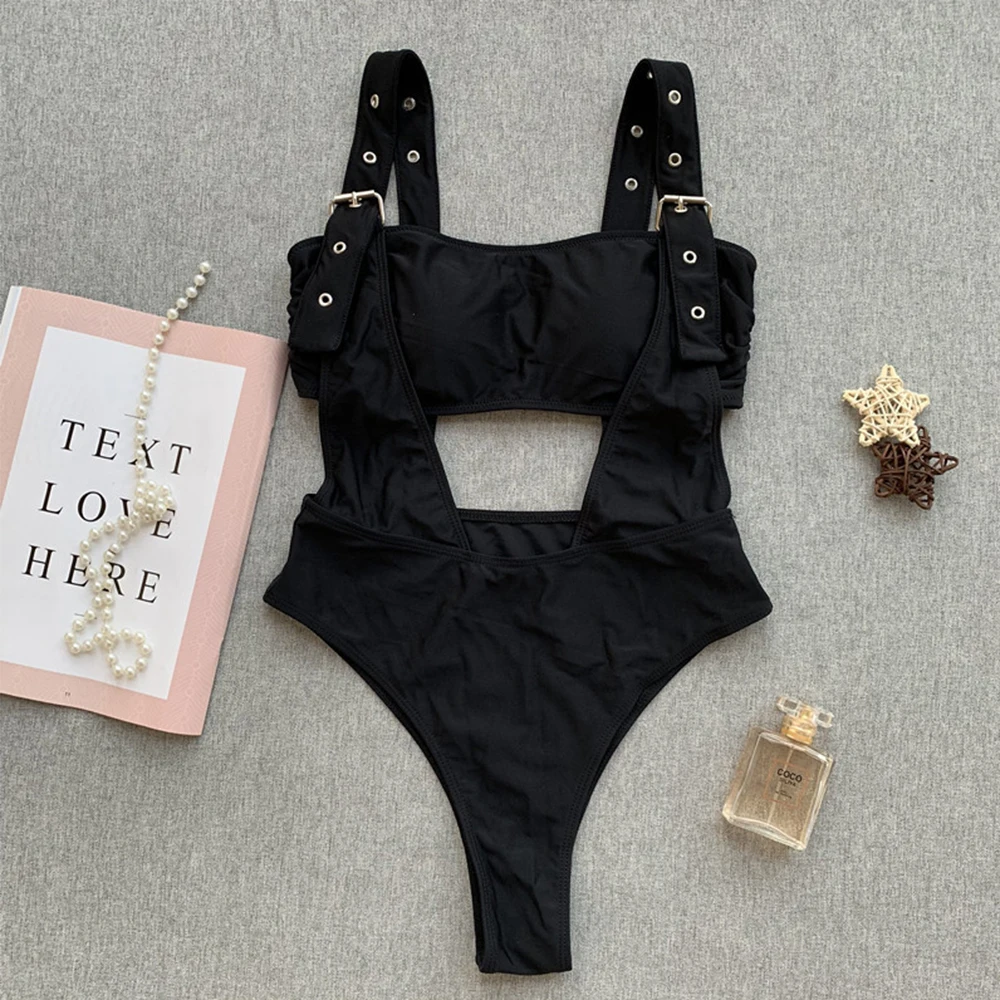 Черный боди сексуальное бикини новый High cut цельный купальник женский монокини с