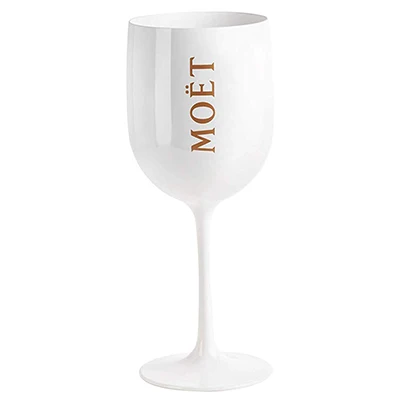 LOGO Белый пластиковый акриловый бокал Moet, бокал для шампанского, акриловые пластиковые стаканчики, праздничные вечерние стаканы для напитков, бокал для вина - Цвет: LOGO
