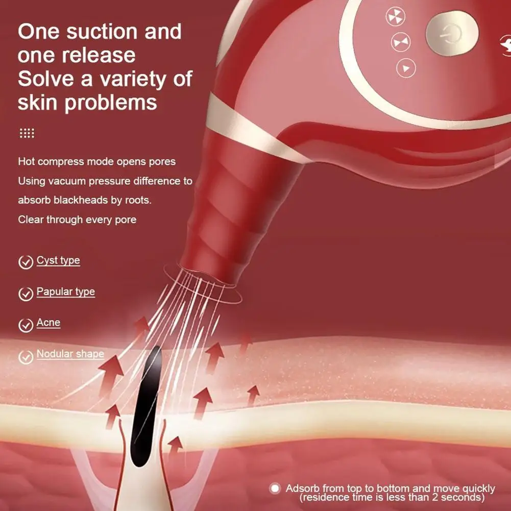 

Electric Vacuum Blackhead Remover Small Conch Facial Skin Blemishes Removal Pore Acne Deep Clean Device Comedone Extractor 1 Set