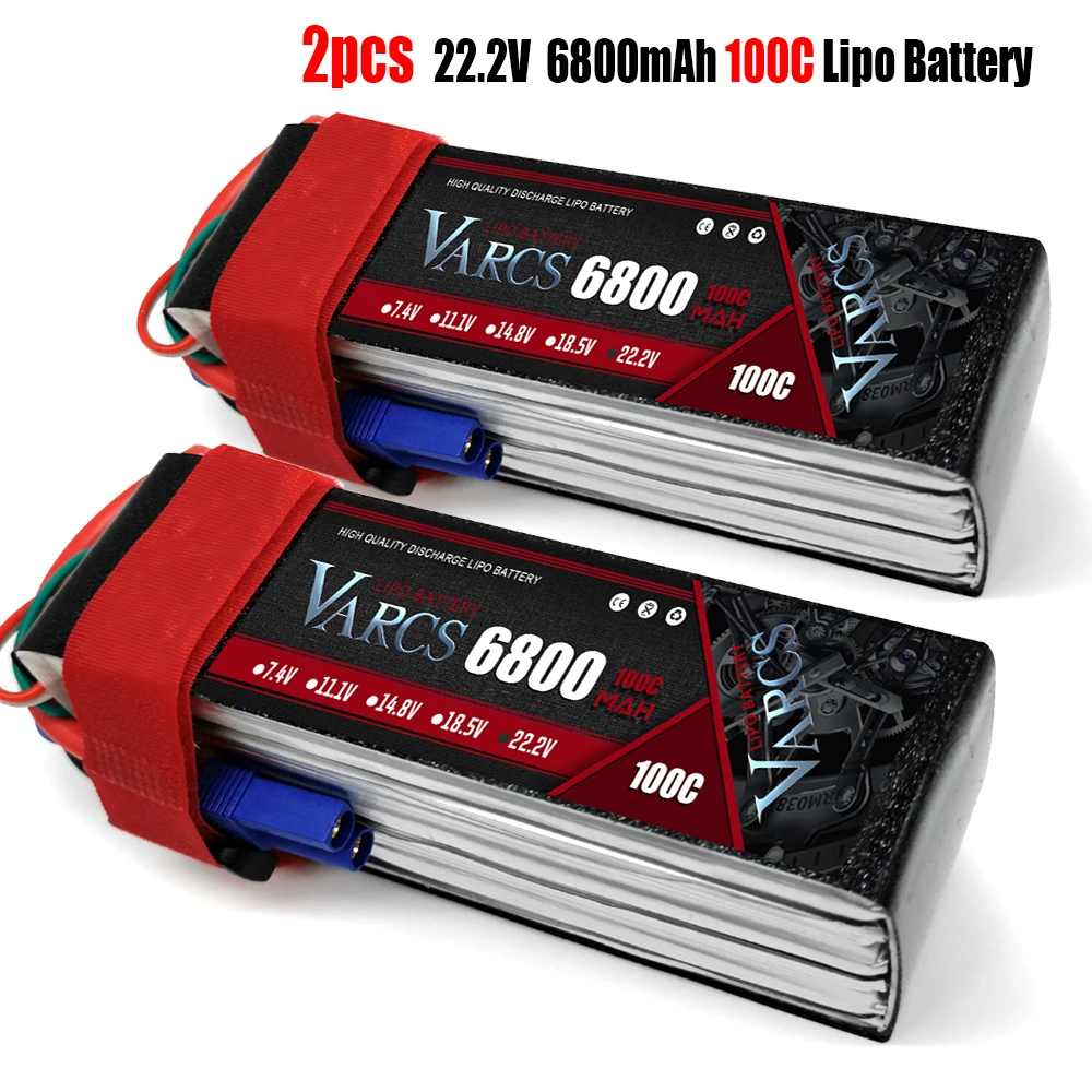 

2PCS VARCS Lipo Batteries 2S 7.4V 11.1V 14.8V 22.2V 6800mAh 100C/200C for RC Car Off-Road Buggy Truck Boats salash Drone Parts