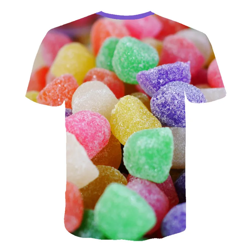 Футболка с принтом Sweet Sugar разноцветная футболка 3D конфет шоколада по всему миру