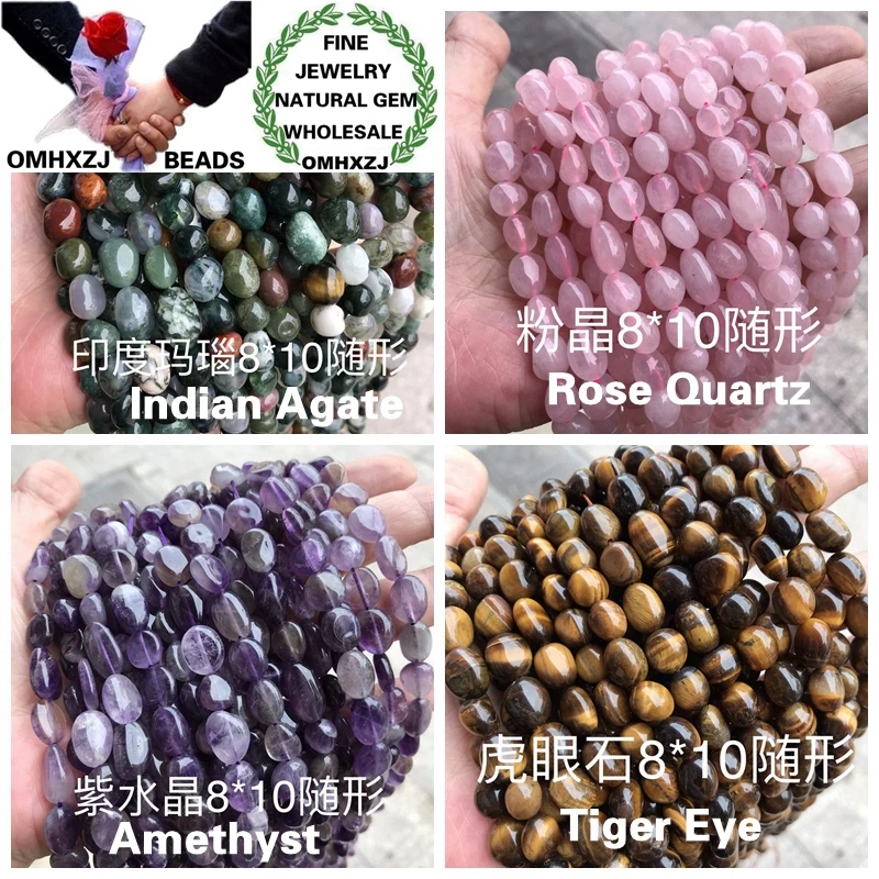 

OMHXZJ оптовая продажа ZB188 8x10 мм DIY браслет ожерелье ювелирные изделия аксессуары натуральный камень тонкий тигровый глаз розовый кварц бусины