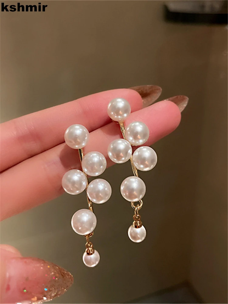 

kshmir 2021 Korean pearl earrings Fashion women's simple temperament earrings design delicate metal earrings jewelry party gifts