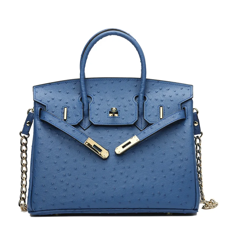 

2021 new leather women's bag luxury texture fashion ostrich pattern Handbag senior designer one shoulder slant span bag