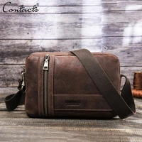 vintage men messenger bags genuine leather casual sling shoulder bag for man travel crossbody bag for ipad phone pocket