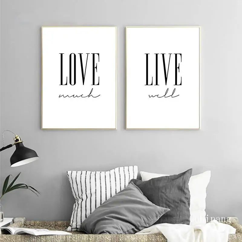 

Mnimalist Black and White Quotations Canvas Painting and Prints Nordic Live Laugh Love Decorative Picture Wall Art Home Decor