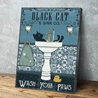 Настенный плакат Vlack с рисунком кота и ваших лап, модульные картины, мультяшный синий Печатный холст, живопись, украшение для дома, гостиной, без рамки