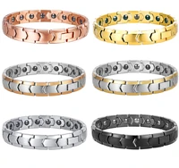 mens vintage pure stainless steel magnetic pain relief bracelet for men therapy row magnets link chain adjustable healing jewelr