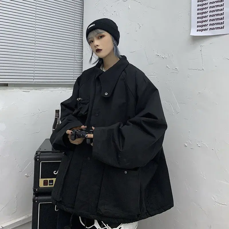 

Куртка женская осенне-Весенняя однотонная, Свободный Топ со множеством карманов, для работы с темными линиями, в Корейском стиле