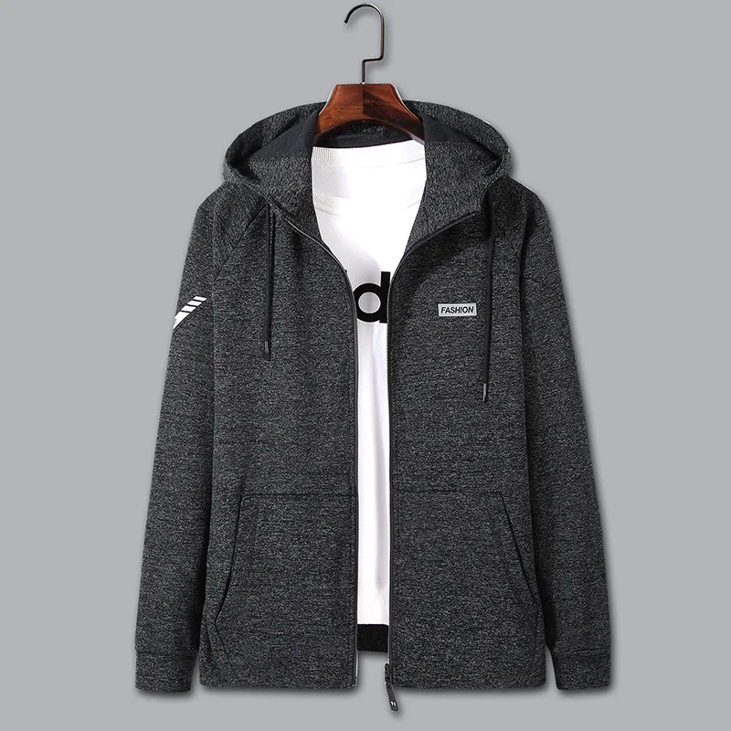 Autumn new men's fattening plus size fashion casual hooded sweater coat men's fat knitted cardigan