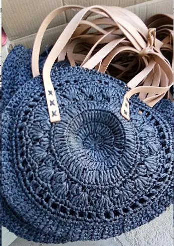 2loukong Blue REALPERKY женские летние круглые соломенные сумки женские ручные тканые круглые пляжные сумки из ротанга Женская богемная сумочка в стиле Бали через плечо - Цвет: 2loukong Blue