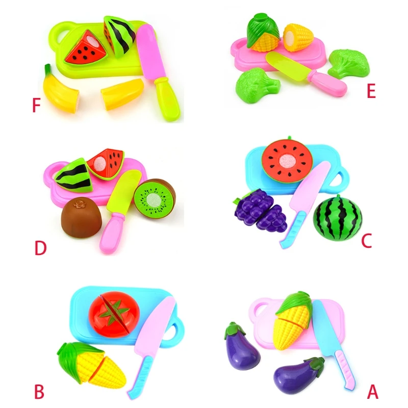 

4pcs/set Kids Pretend Role Play Kitchen Fruit Vegetable Food Toy Cutting Set Gift for Toddlers 3 Years