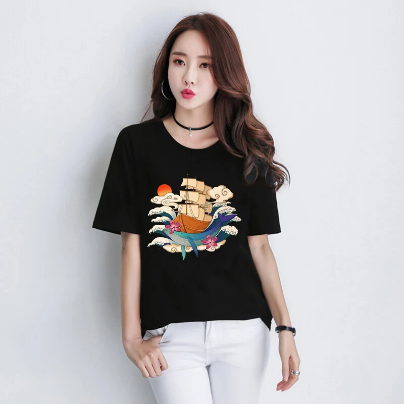 Плавающая жизнь искусство аппликация термоклейкие нашивки для одежды женские