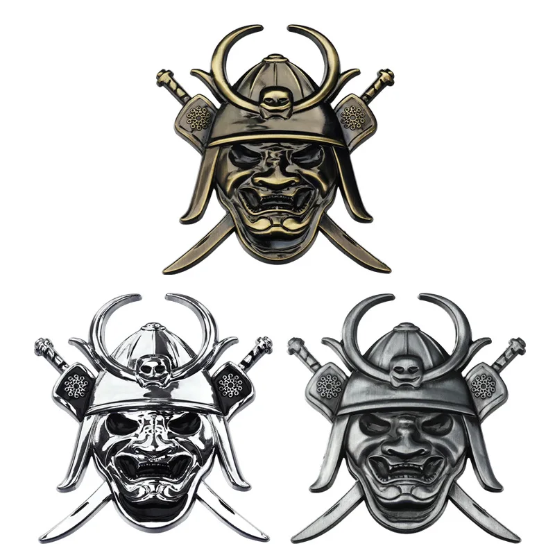 

3D Metal Skull Ghost Samurai Car Sticker Skeleton Grill Emblem Badge Car Motorcycle DIY Decoration