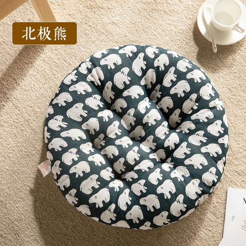

Cotton and Linen Thick Cushion Summer Breathable Office Chair Cushion Student Classroom Bench Tatami Round Soft Cushion