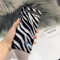 korean black and white zebra handmade diamond phone case for samsung zflip galaxyzfold2 s21ultra folding screen phone case