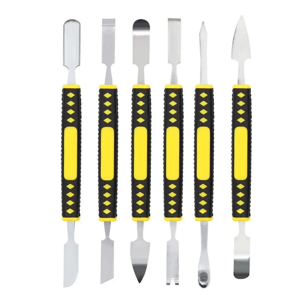 

6pcs Metal Crowbars Watches Glasses Mobile Phone Prying Opening Scraper Kit Dual Ends Metal Spudger Set